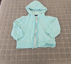 Children's Aqua Ruffle Zip-Up Hoodie